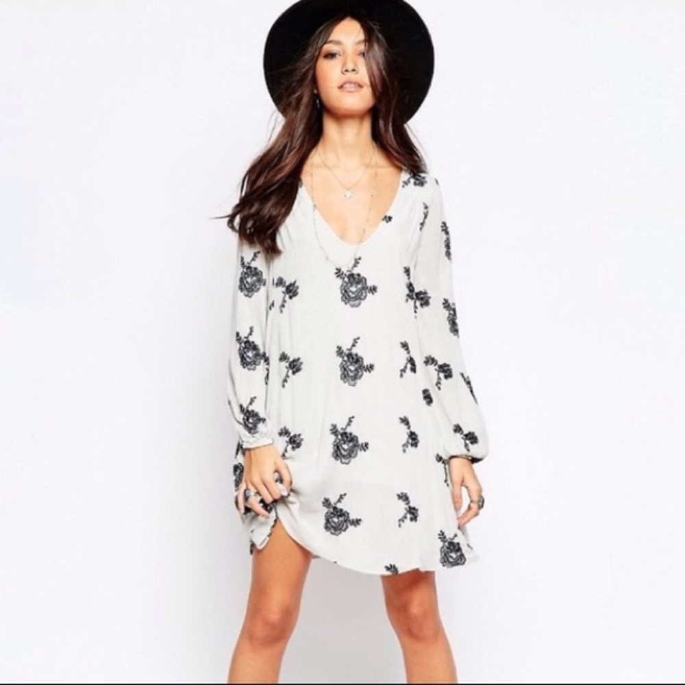 Free People Embroidered Long Sleeve Dress